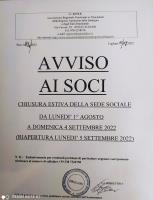 Chiusura estiva sede sociale