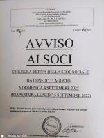 Chiusura estiva sede sociale